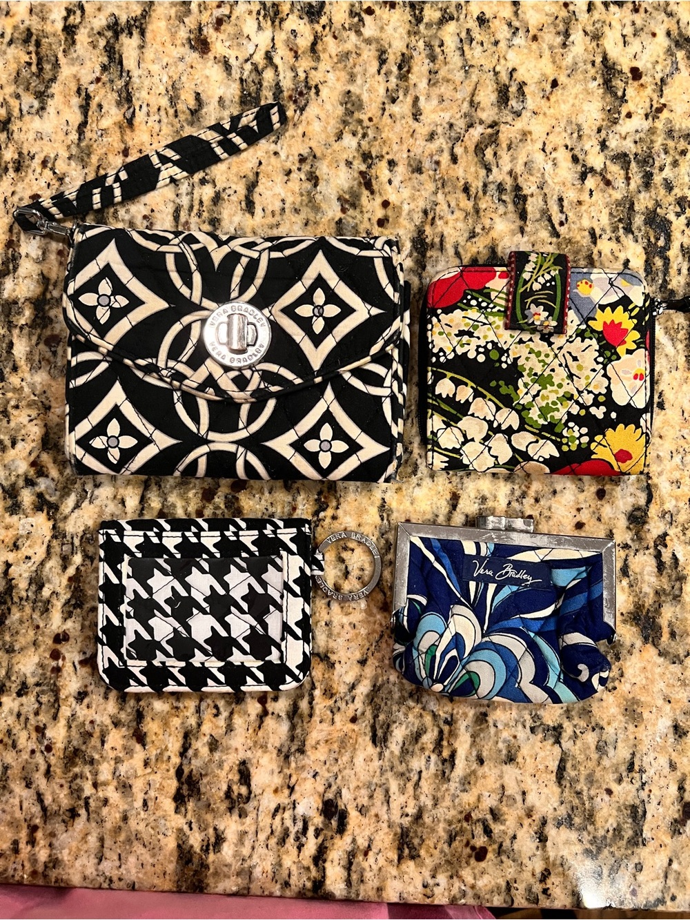 Vera Bradley Black & White Geometric Wristlet and Mixed Pattern Wallet Lot of 4